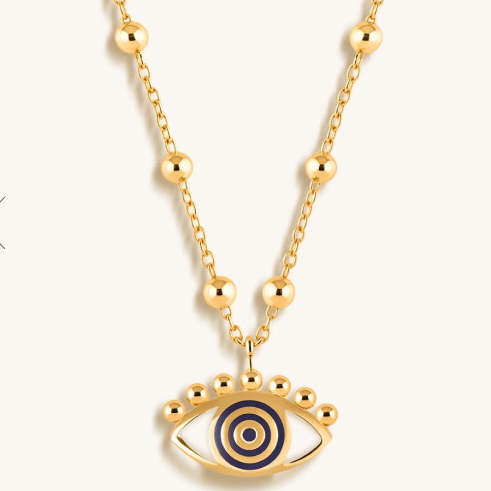 Karma And Luck Cheerful Outlook Enamel Evil Eye Necklace 85$